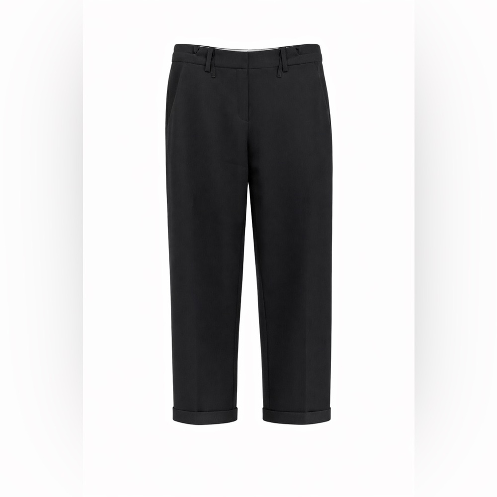 Giorgio Armani Runway Black 100% Virgin Wool Cuffed Dress Pants EU 42 US 6